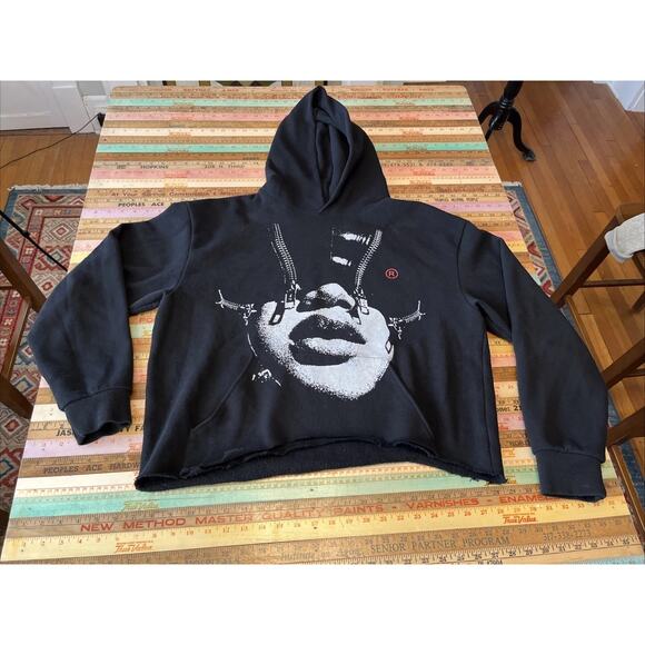 Madness Other - Works Of Madness Black Distress Hoodie Sweatshirt M streetwear grunge Indie